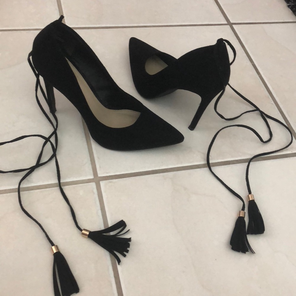 Black lace up heels